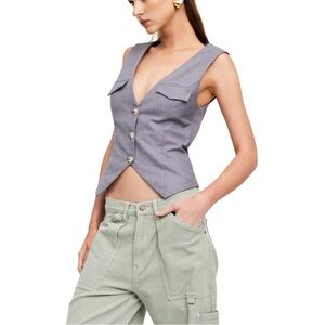 Lioness Gray Tailored Vest with Button Front